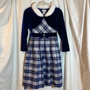 Jona Michelle, size 12, navy, silver, and white with matching sweater